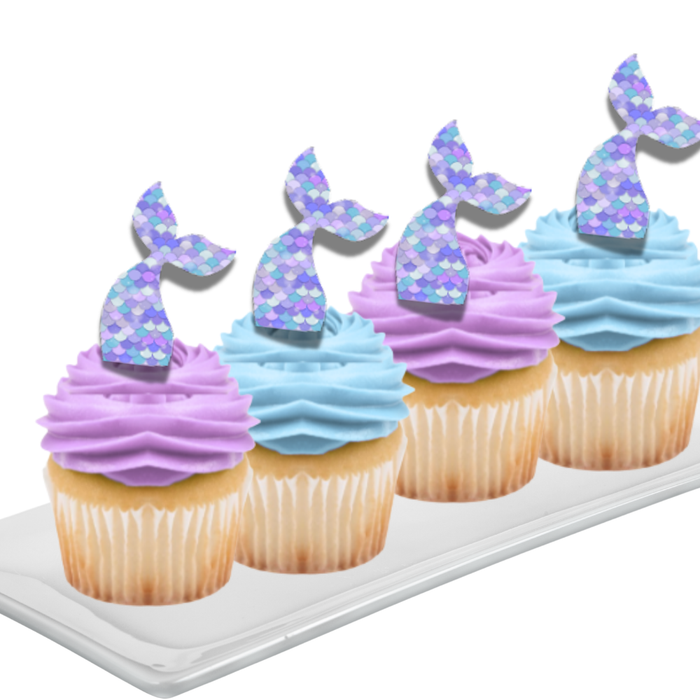Ready Edibles -  Mermaid Tail Edible Cupcake Decoration Toppers-24ct