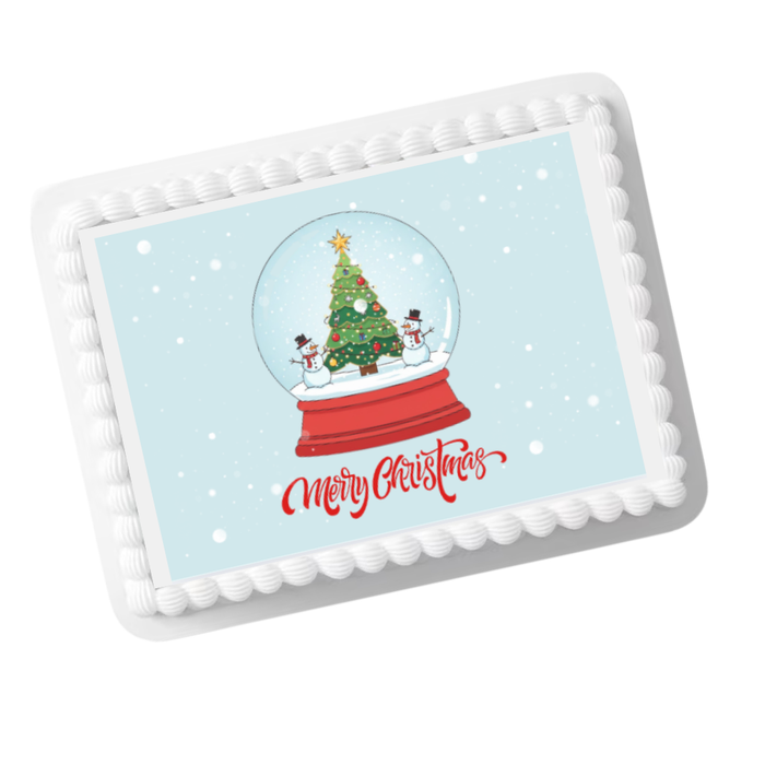 SnowGlobe Christmas Edible Cake Topper | 8x10 Frosting Sheet