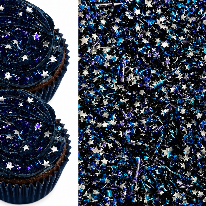 Galaxy Silver Star Sparkle Flakes Confetti Sprinkles (Galaxy) - 0.15oz