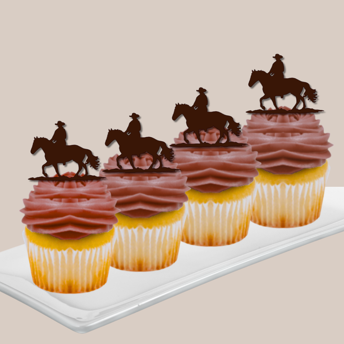 Ready Edibles - Western Cowboy Horse Edible Cupcake Decoration Toppers (24 Count)