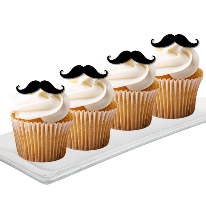 Ready Edibles - Mustache Edible Cupcake Decoration Toppers (24 Count)