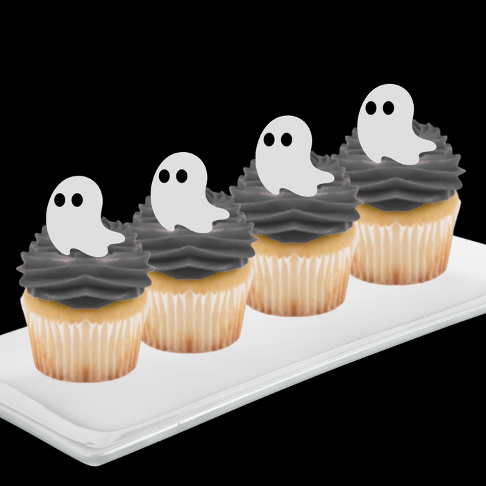 Ready Edibles - Ghost Ghost Edible Cupcake Decoration Toppers (24 Count)