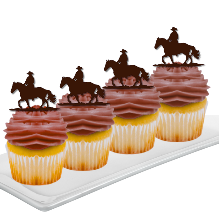 Ready Edibles - Western Cowboy Horse Edible Cupcake Decoration Toppers (24 Count)