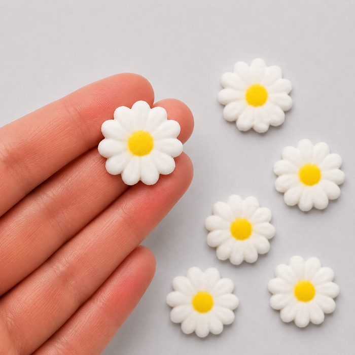 White Rounded 1.5inch Daisy Decorative Sugars - 12ct, Asstd.