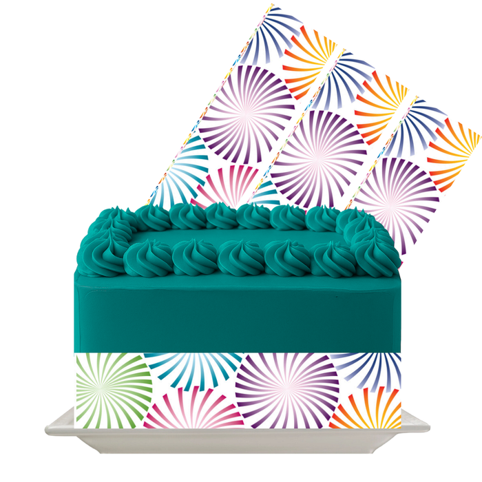 Colorful Spiral Burst Pattern Edible Cake Wrap | 8x10 Icing Sheet | Party & Kids’ Cake Decoration