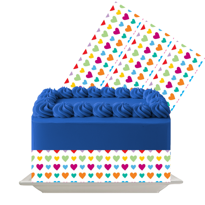 Multicolor Heart Grid Pattern Edible Cake Wrap | 8x10 Icing Sheet | Valentine & Birthday Decoration