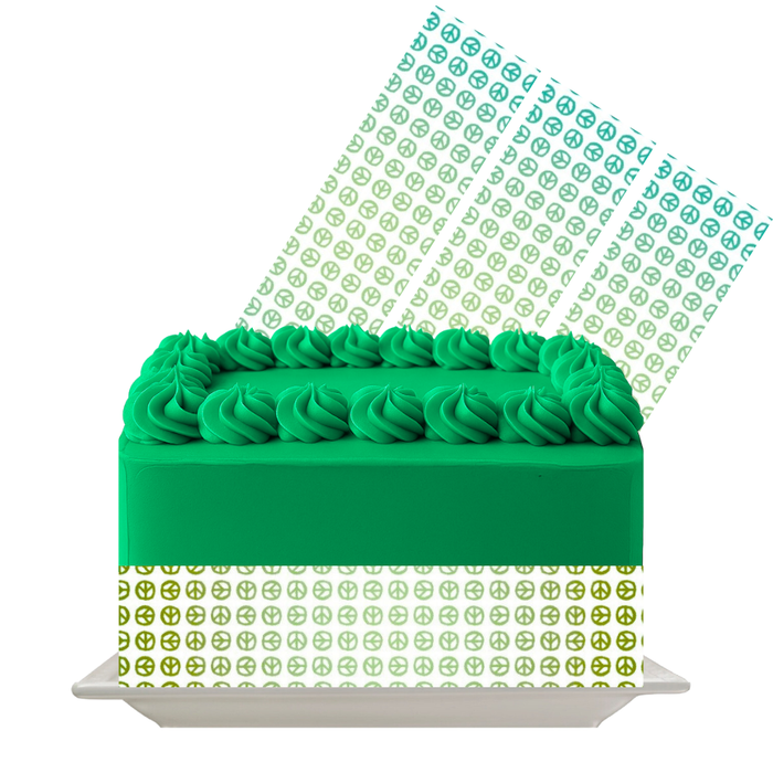 Emerald Petal Weave Edible Cake Wrap | Green Repeating Pattern Icing Sheet | Nature & Botanical Cake Decor