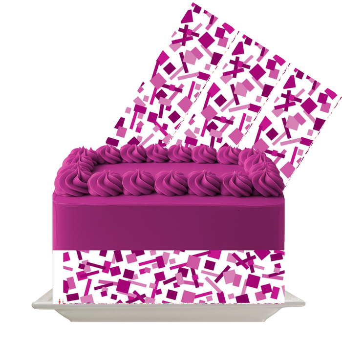 Confetti Block Pink Edible Cake Wrap | 8x10 Icing Sheet | Fun Party Cake Decor