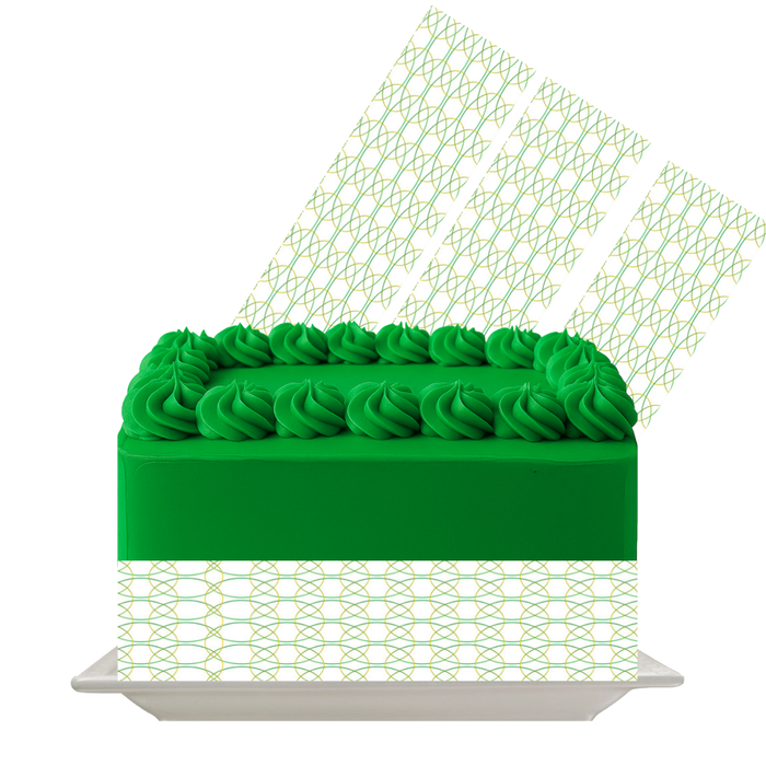 Botanical Lattice Mint Edible Cake Wrap | 8x10 Icing Sheet | Garden Party Cake Decor