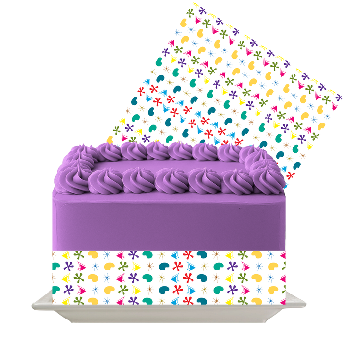 Multicolor Star Confetti Edible Cake Wrap | 8x10 Icing Sheet | Birthday & Kids Party Cake Decor