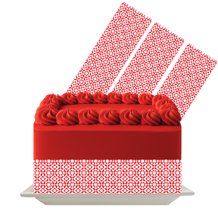 Red Starburst Dot Edible Cake Wrap | 8x10 Icing Sheet | Festive Birthday Cake Decor