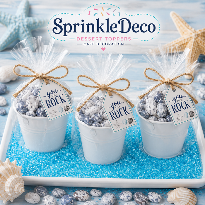 Edible Chocolate Rocks Pebbles Sprinkles Mix – Gray, White & Blue Candy Rocks for Cakes, Cupcakes, Cookies & Desserts | SprinkleDeco
