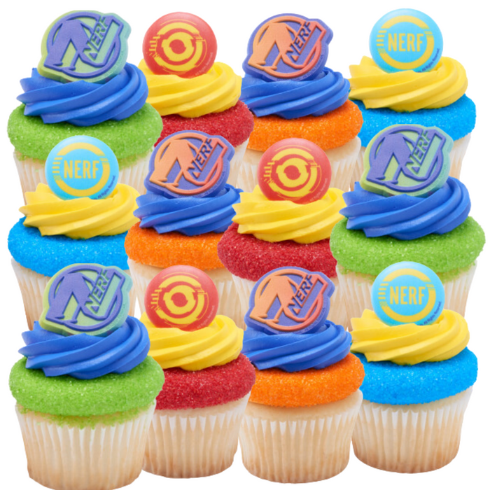 Nerf Kids Dessert Decoration Cupcake Toppers - 12ct