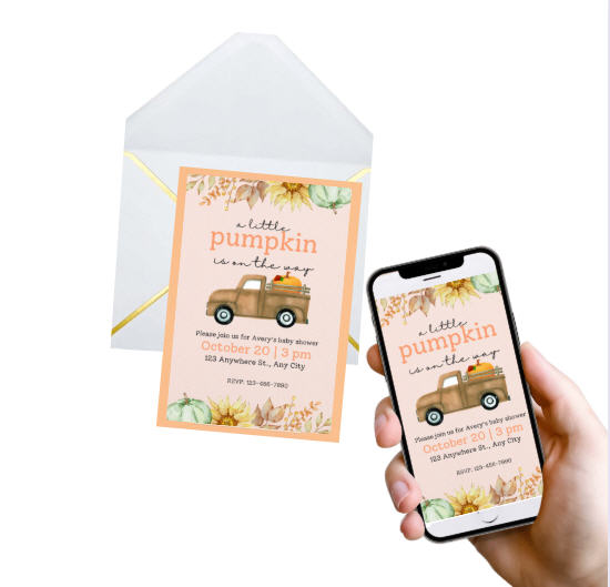 Peach Pumpkin Party Collection | Edible Cake Toppers, Cupcake Picks, Labels & Favor Bags