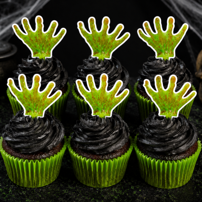 Halloween Graveyard Tombstone Hands Dessert Decoration Cupcake Topper Picks – 12-Count