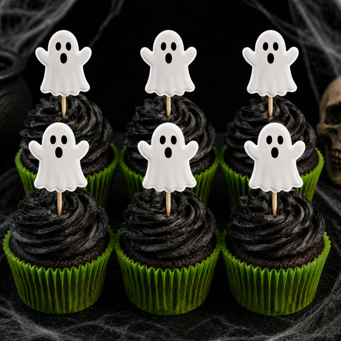 Screaming Ghost Dessert Decoration Cupcake Toppers - 12ct