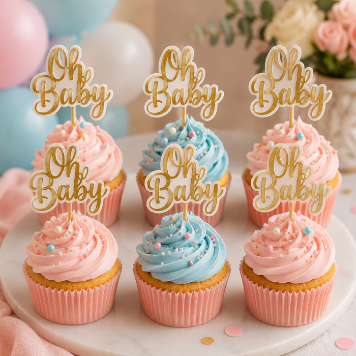 Oh Baby! Baby Shower Dessert Decoration Cupcake Topper Picks - 12ct