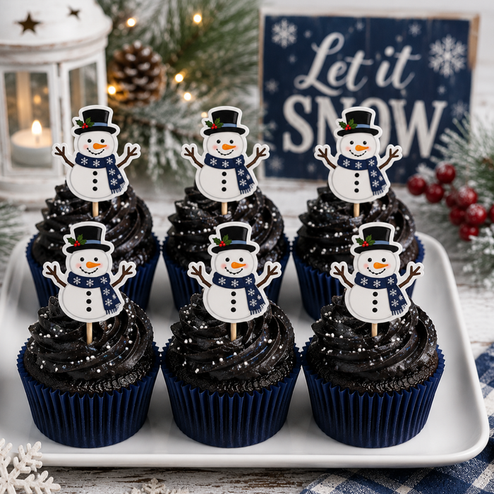 Snowman Dessert Decoration Cupcake Topper Rings - 12ct