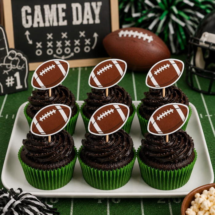 Football Dessert Decoration Cupcake Topper Rings - 12ct