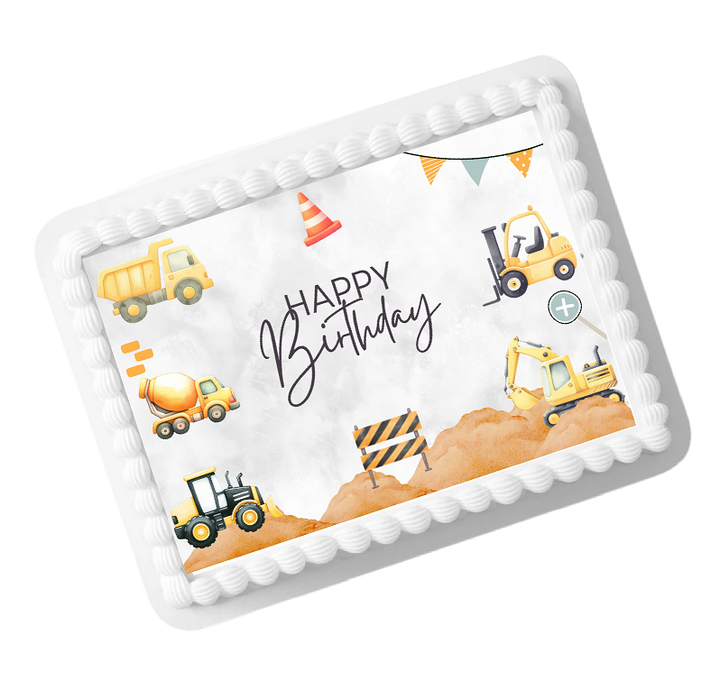 Construction Photo Edible Image Cake Decoration Topper