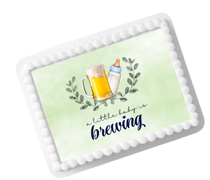 A Little Baby is Brewing Edible Photo Image Cake Decoration Topper 8x10