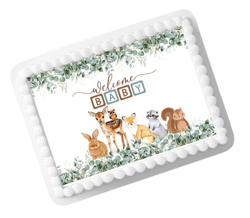 Welcom Baby Jungle Edible Photo Image Cake Decoration Topper 8x10