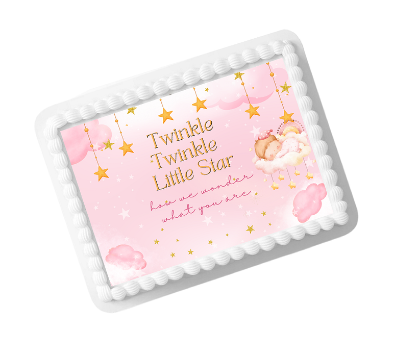 Pink Twinkle Little Star Edible Photo Image Cake Decoration Topper 8x10