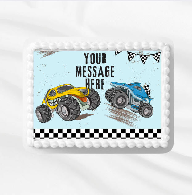 Monster Truck -Add Your Photo Edible Image Cake Decoration Topper