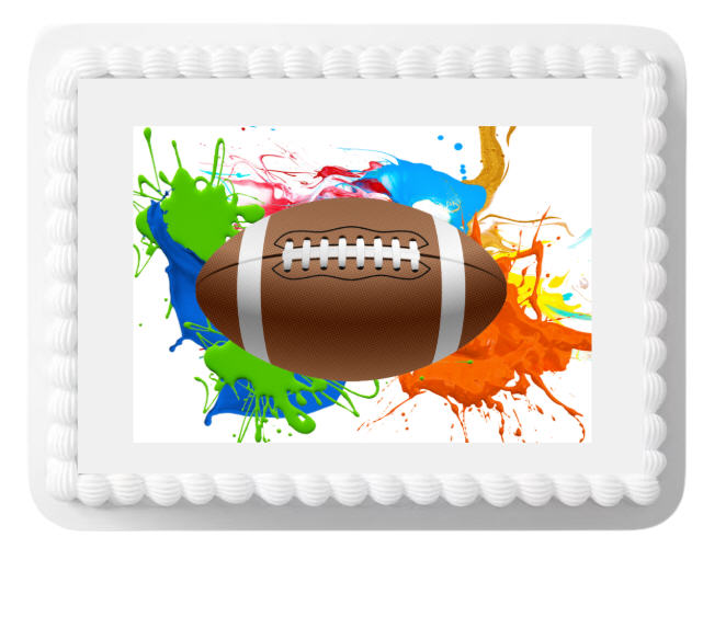 Football Paint Splash Edible Photo Image Cake Decoration Topper