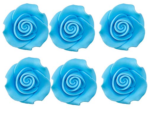 Rose Flower Decorative Icing (Blue) - 6ct