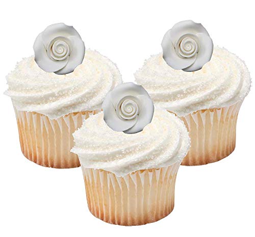 Rose Flower Decorative Icing (White) - 6ct