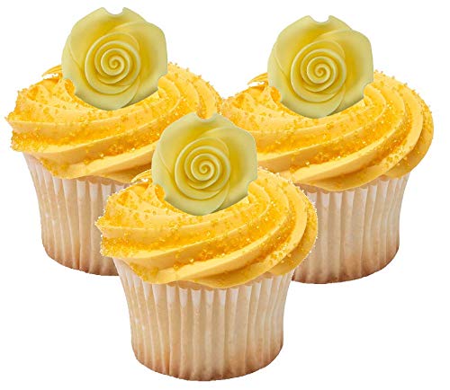 Rose Flower Decorative Icing (Yellow) - 6ct