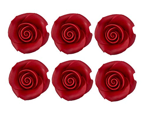 Rose Flower Decorative Icing (Red) - 6ct