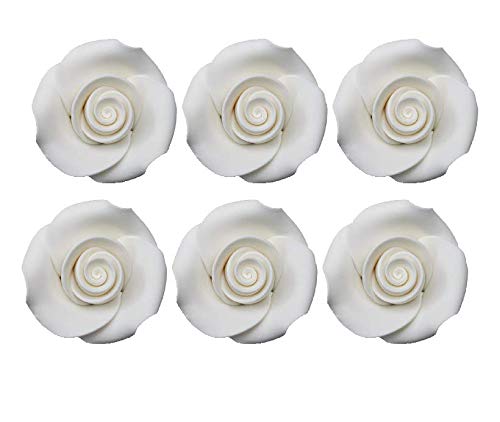Rose Flower Decorative Icing (White) - 6ct