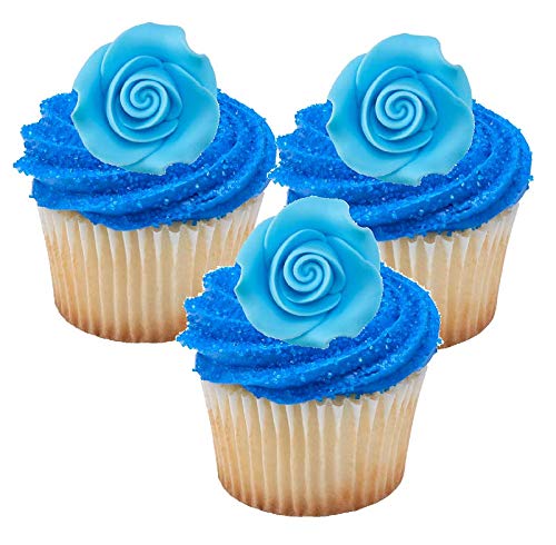 Rose Flower Decorative Icing (Blue) - 6ct