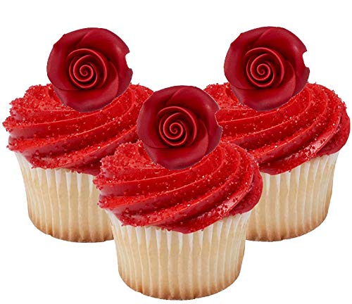 Rose Flower Decorative Icing (Red) - 6ct