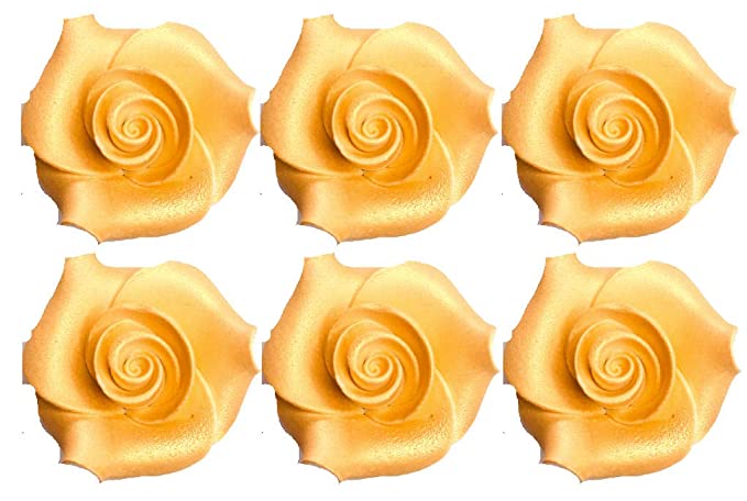 Rose Flower Decorative Icing (Gold) - 6ct