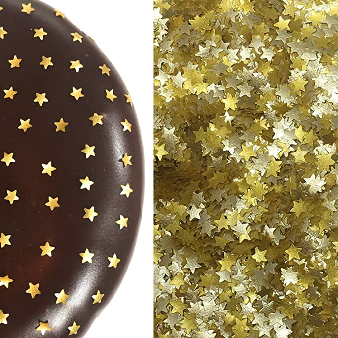 Light Blue Glitter Flakes with Gold Stars Metallic Edible Shimmer Sparkle  Glitter for Cakes and Cupcakes .15 oz Jar – CakeSupplyShop