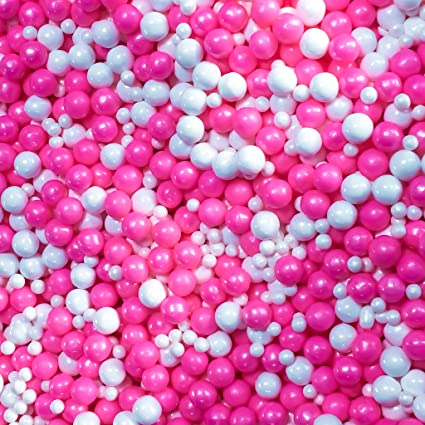 Edible Sugar Pearl Mix (Pink/White) - 4oz