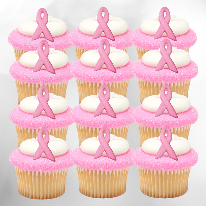 Breast Cancer Edible Icing Toppers (Pink) - 12ct