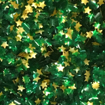 Emerald Green Glitter Flakes With Gold Stars Metallic Edible Shimmer Sparkle Glitter For Cakes And Cupcakes 2oz Jar