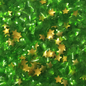 Green Glitter Flakes With Gold Stars Metallic Edible Shimmer Sparkle Glitter For Cakes And Cupcakes 2oz Jar