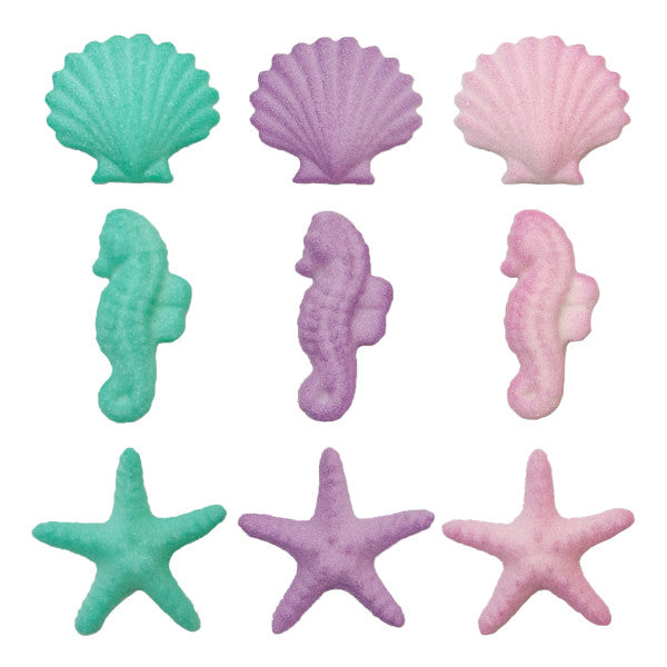 Seahorses  Starfish Shells Shimmering Decorative Sugars- 12ct, Asstd.