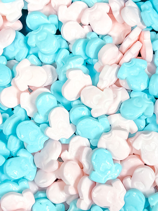 Edible Gender Reveal Blue Pink Baby Shower Onesie Shaped Candy Sprinkles