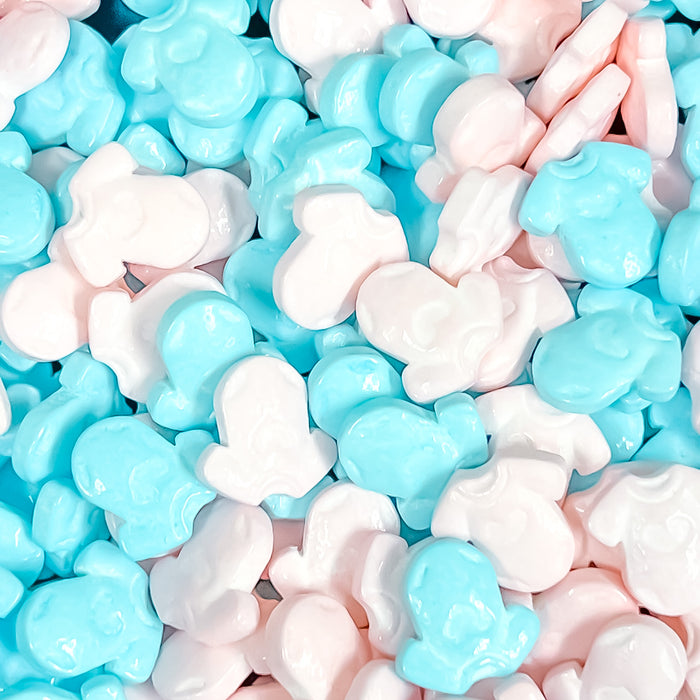 Edible Gender Reveal Blue Pink Baby Shower Onesie Shaped Candy Sprinkles