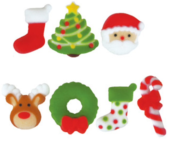 Christmas Holly Jolly Edible Icing Toppers 12ct, Asstd.