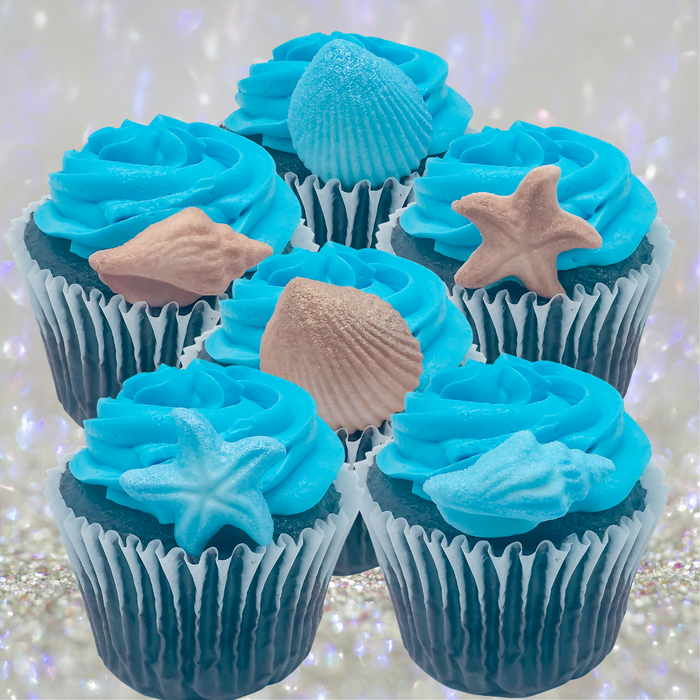 Seashells & Starfish Decorative Sugars (Blue & Sand) - 12ct, Asstd.