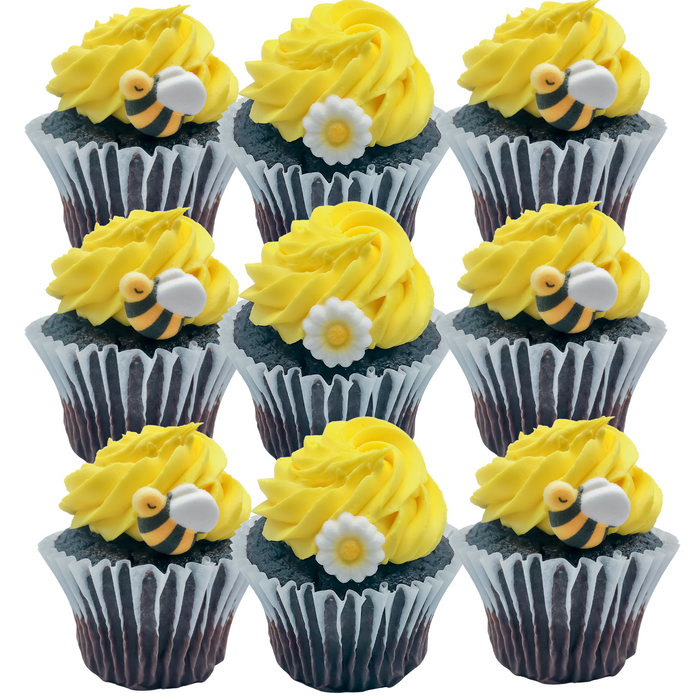 Bumble Bee and Daisies Edible Icing Toppers - 12ct, Asstd.