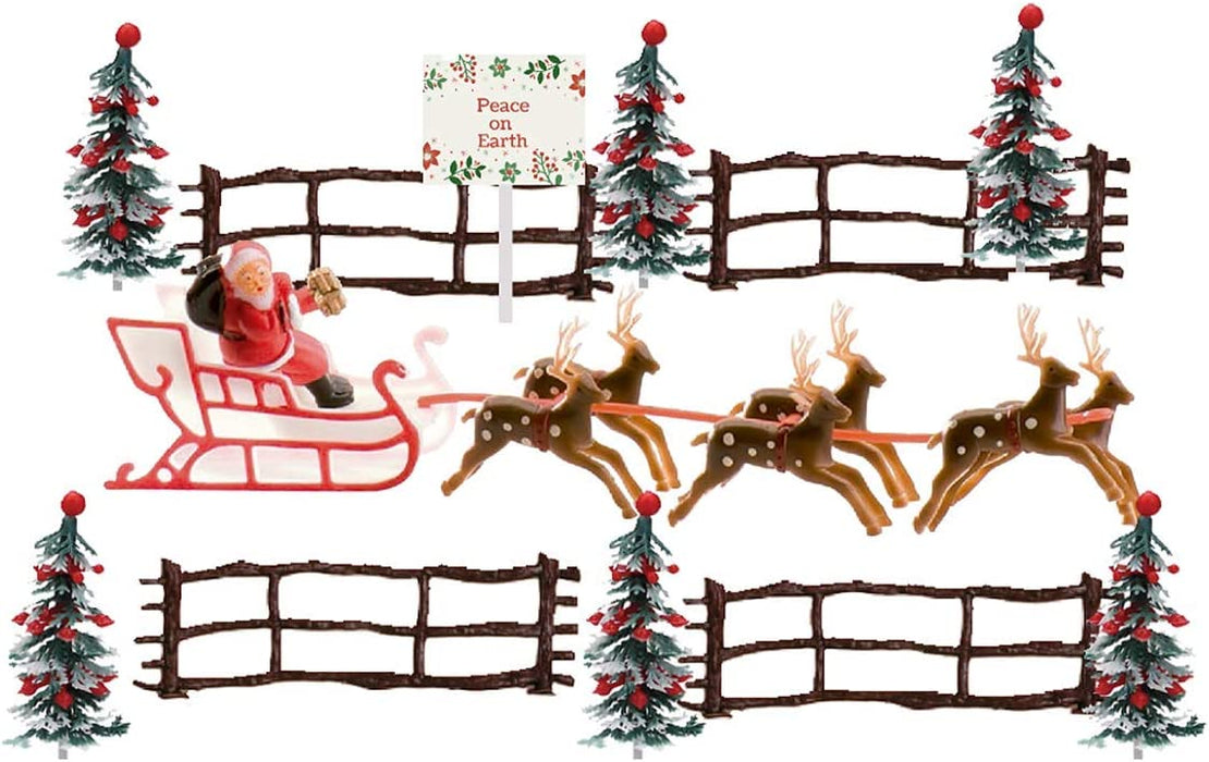 Christmas Peace On Earth Reindeer  and Santa Cake Topper