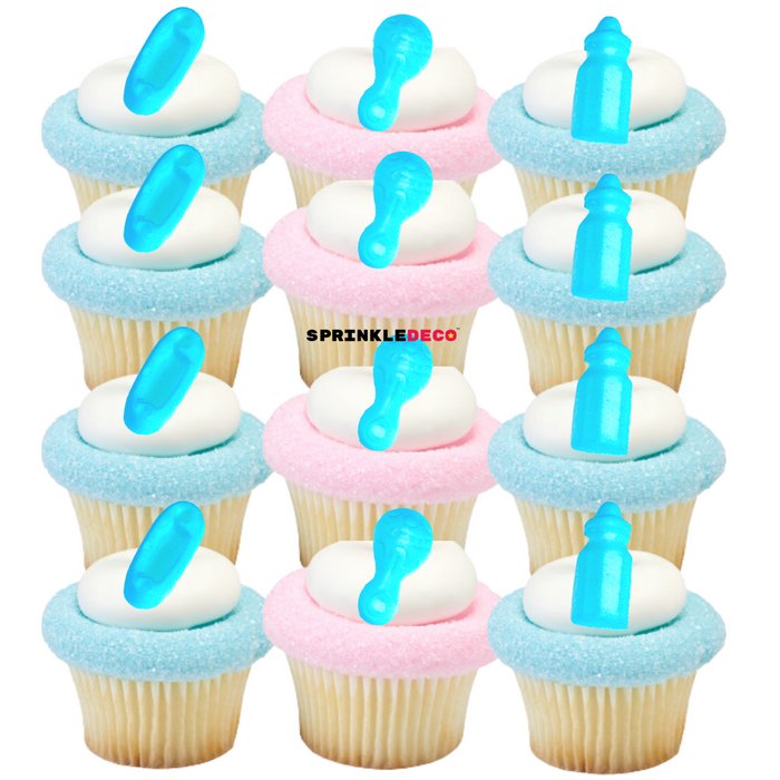 Baby Blue Edible Icing Decorations  - 12ct, Asstd.